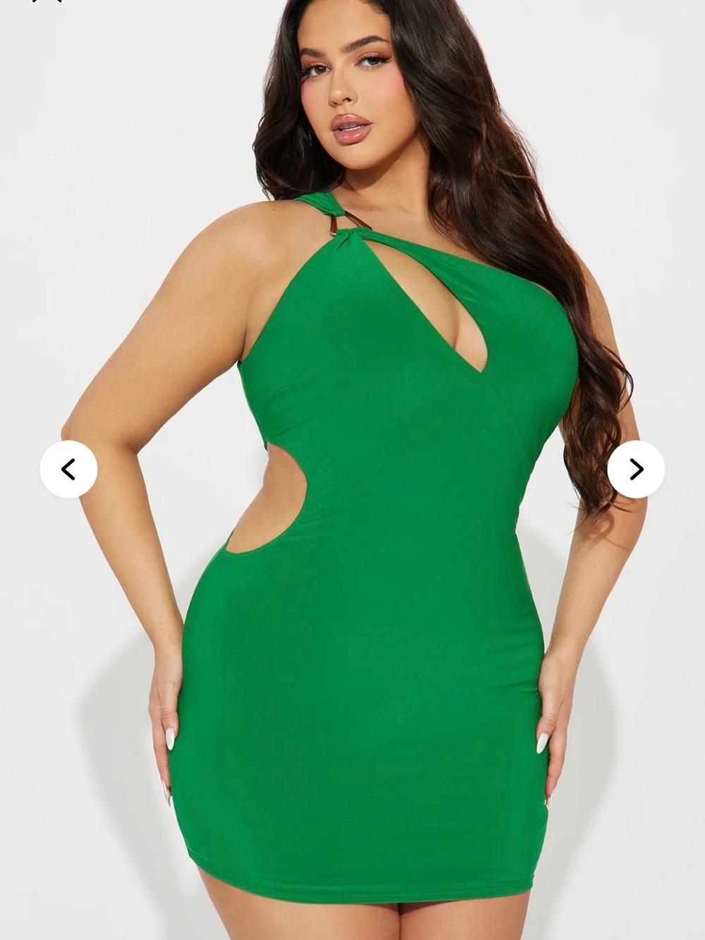 Green One-Shoulder Cutout Bodycon Mini Dress